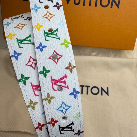 Louis Vuitton 20 Years Anniversary LV x TM D-Ring 30 mm Belt White Size 80cm - Picture 5 of 8